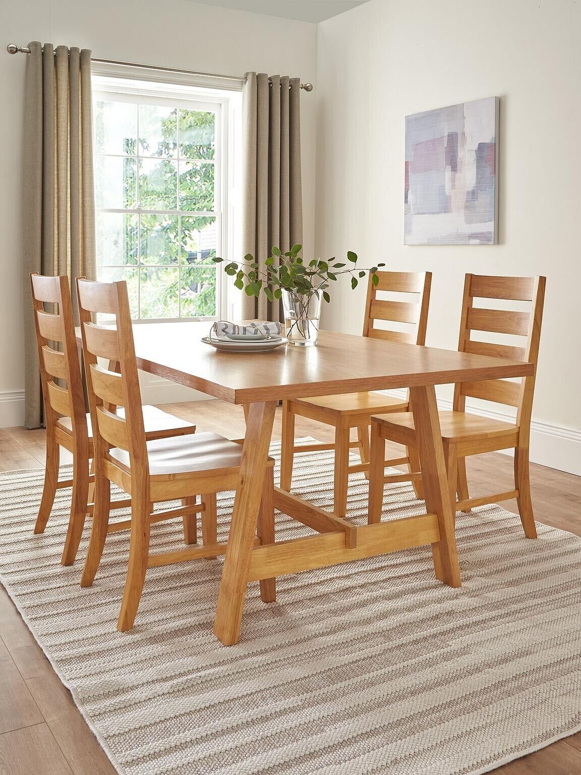 Scottsdale 180 cm Dining Table and 4 Chairs Light Oak Modern Kitchen Set