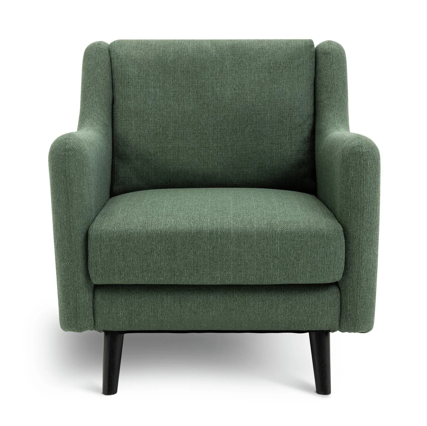 Self Assembly Fabric Armchair Green Comfortable Lounge Chair Design