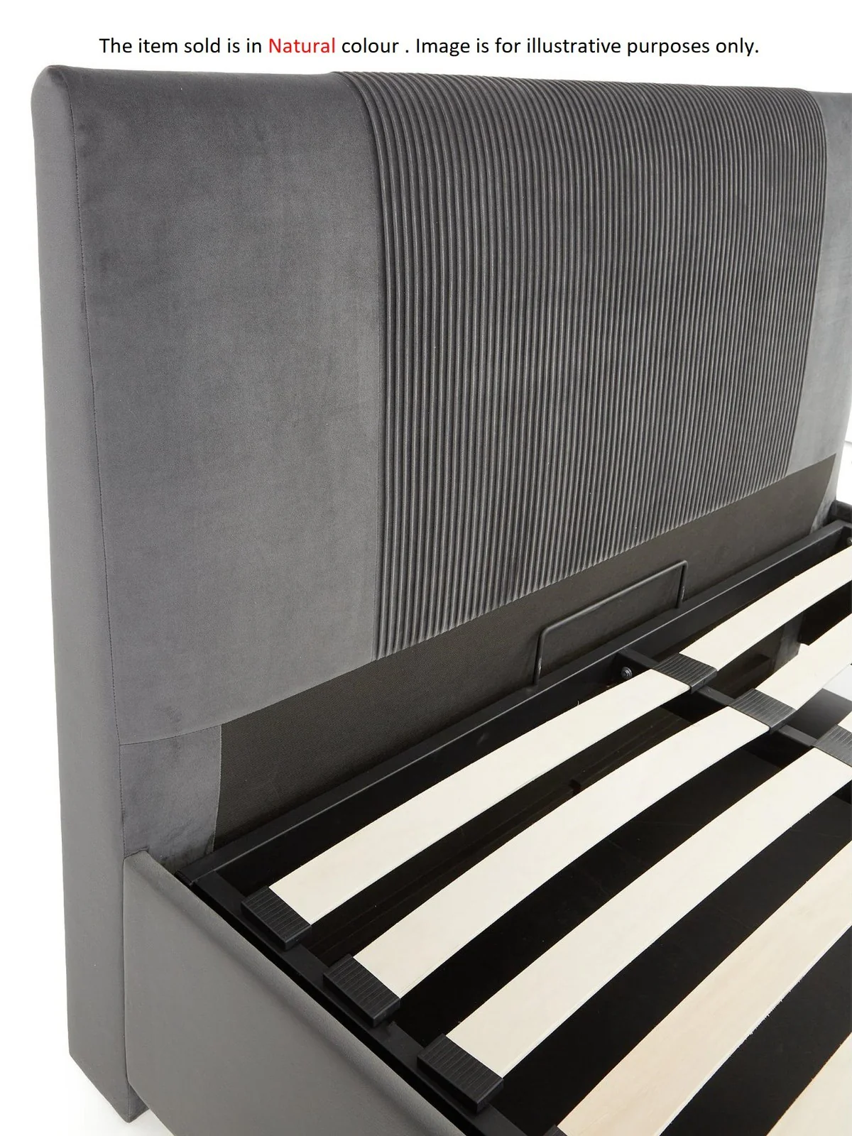 Serenity Double Ottoman Bed Natural | End Lift Storage | Velvet Fabric - Image 3
