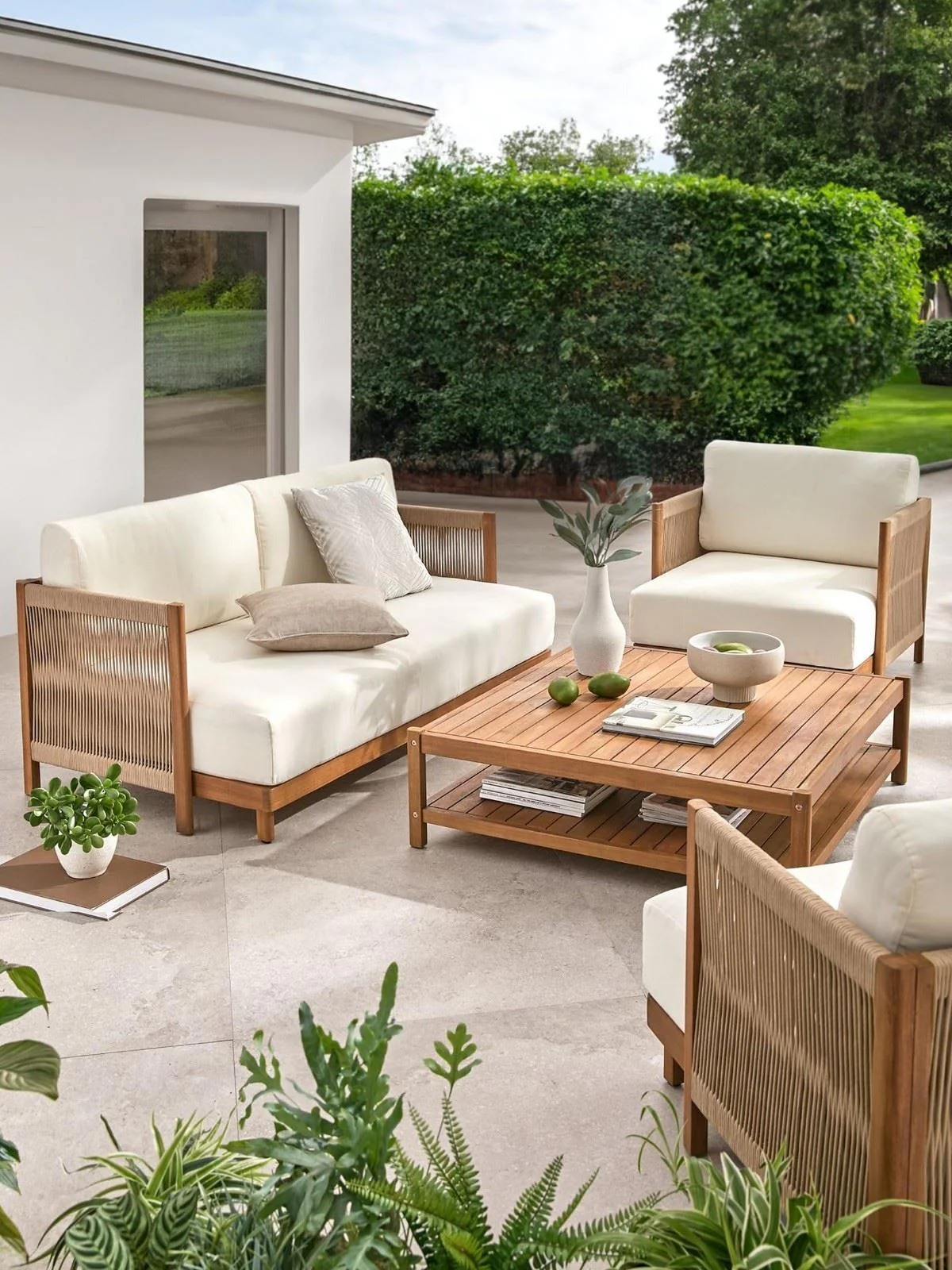 St Moritz 4 Piece Sofa Set Garden Patio Acacia Wood Furniture Seating UK