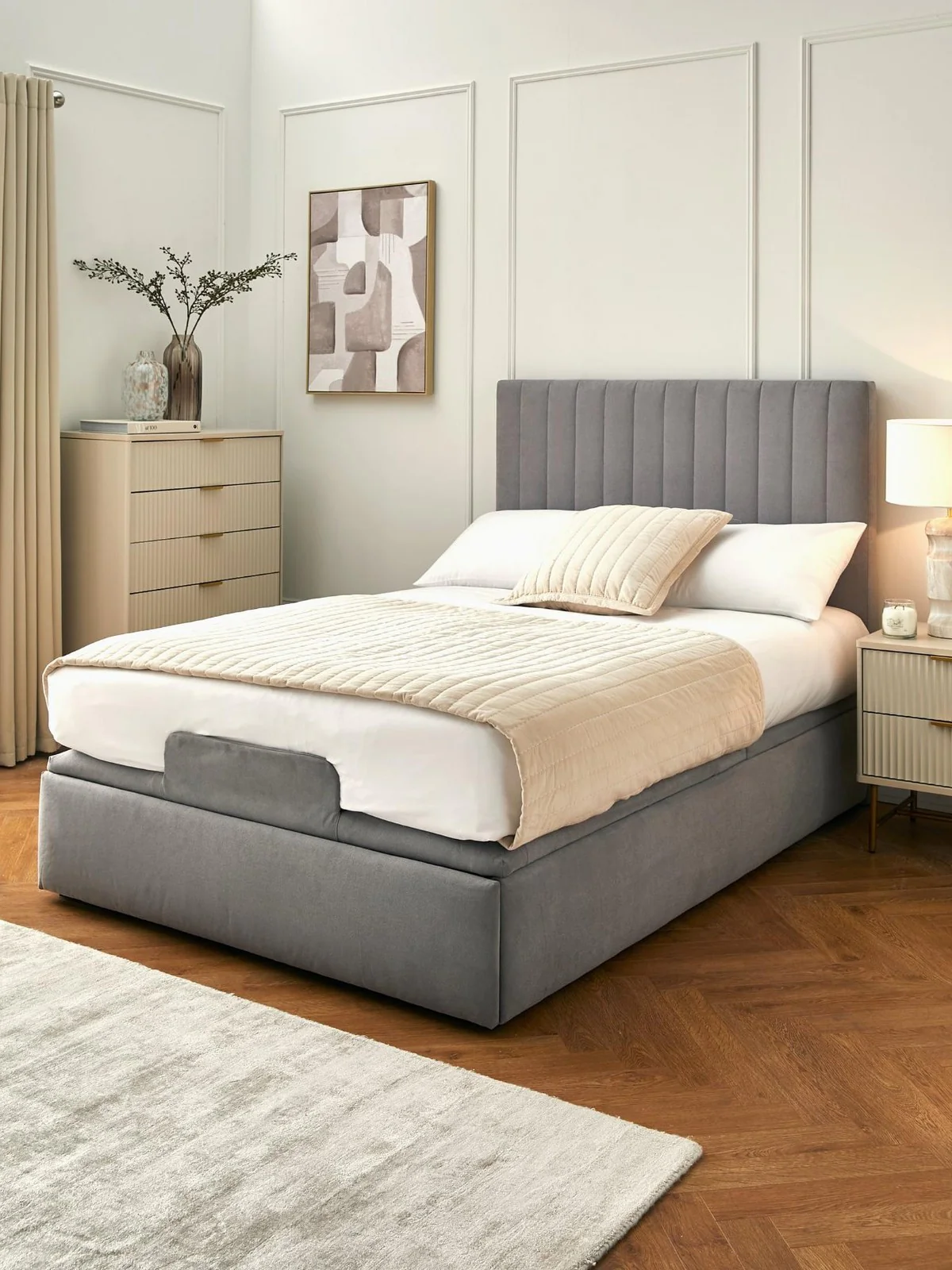 Talia King Adjustable Massage Bed Frame Grey | Remote Control | Storage Drawers - Image 7