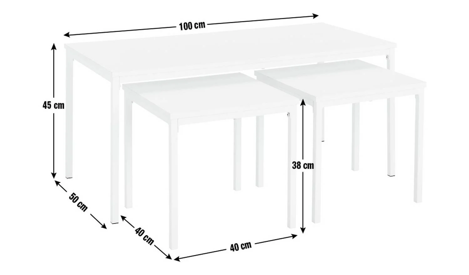 Toby Nest of 3 Coffee Tables White For Small Living Rooms Compact - Image 2