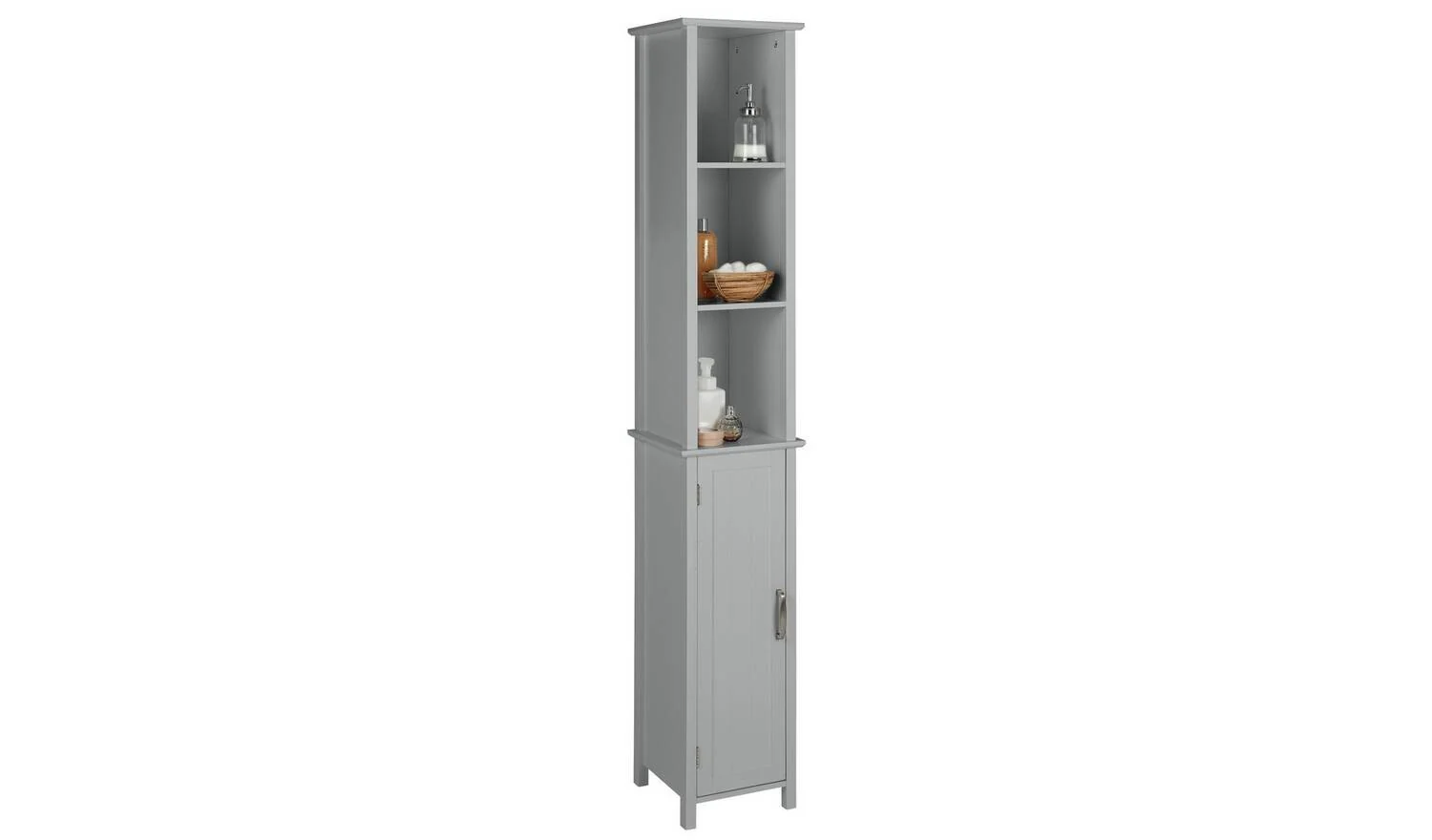 Tongue & Groove Tallboy Grey Storage Organiser Bathroom Furniture - Image 4