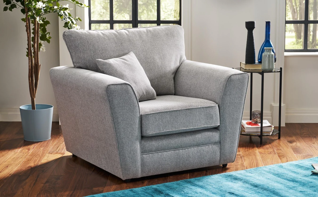 Tunstall Armchair Grey Fabric Modern Living Room Furniture Accent Chair