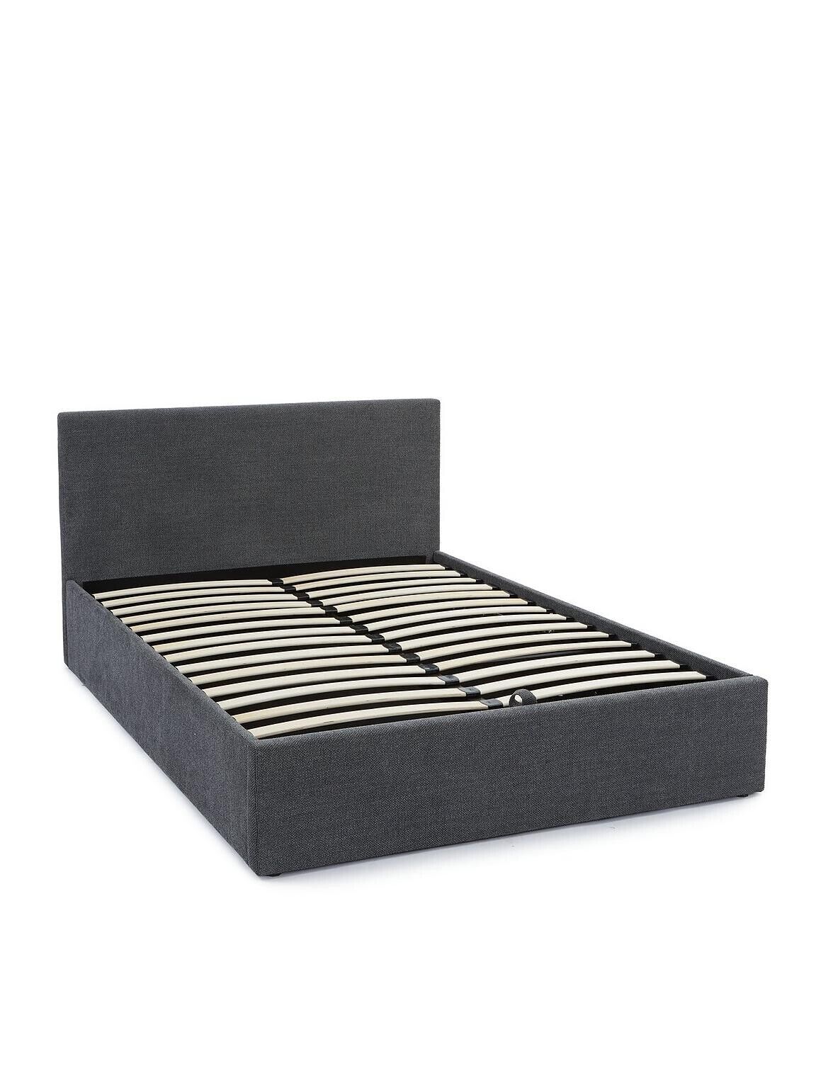 Very Home Porto King LiftUp Ottoman Bed Frame Dark Grey Textural Chenille Fabric - Image 4