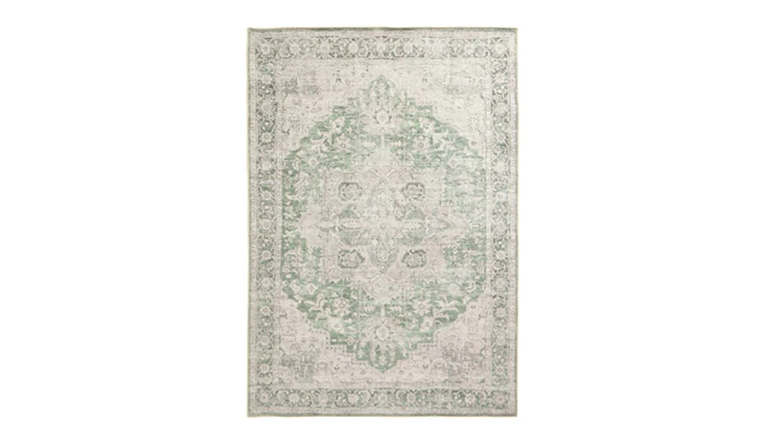 Vintage Effect Green Flatweave Rug - 160x230cm