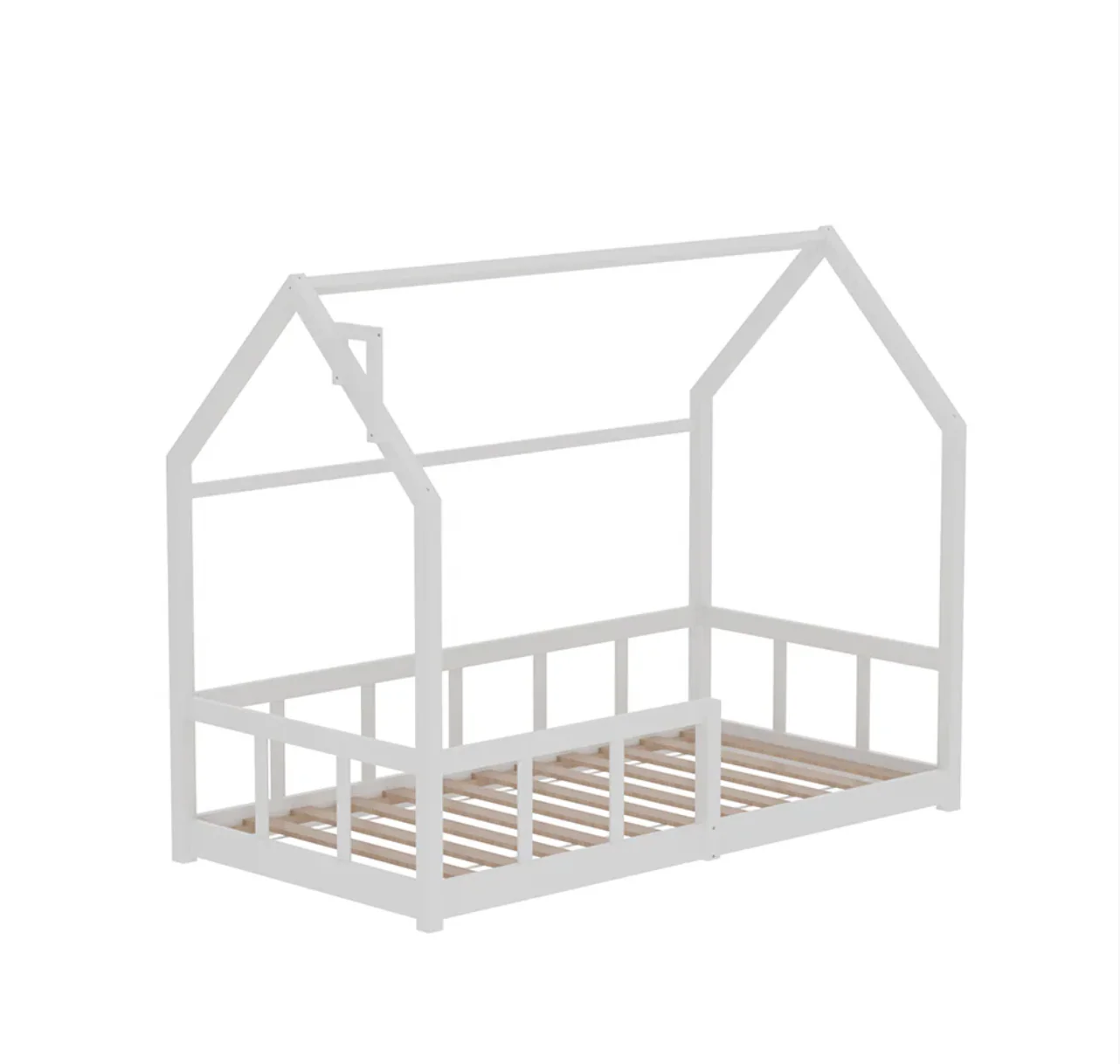 White Wooden House Bed Frame | Toddler Bed | Pine Wood | Magical Design